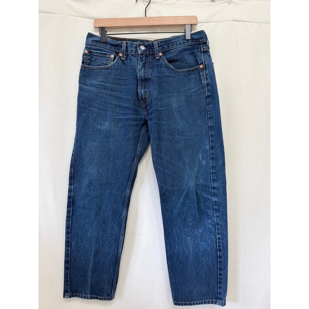 Levis 505 Regular Fit Straight Leg Jeans Dark Wash Blue 34x30 (Measures 32x27.5)